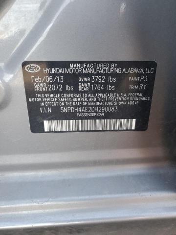 5NPDH4AE2DH290083 - 2013 HYUNDAI ELANTRA GLS GRAY photo 12