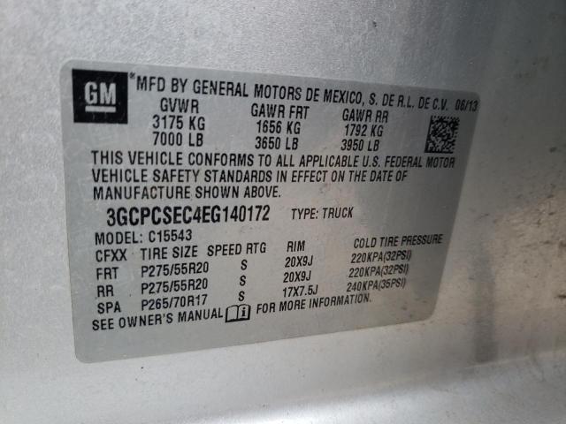 3GCPCSEC4EG140172 - 2014 CHEVROLET SILVERADO C1500 LTZ GRAY photo 12