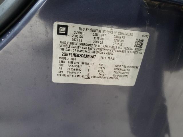 2GNFLNEK2D6386367 - 2013 CHEVROLET EQUINOX LT BLUE photo 12