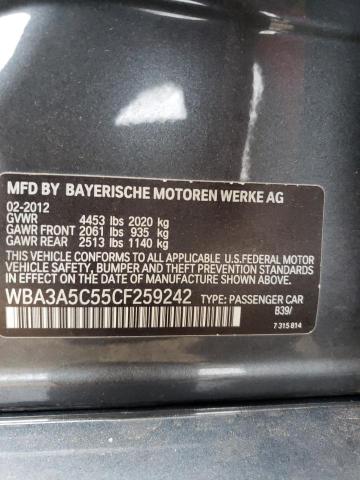 WBA3A5C55CF259242 - 2012 BMW 328 I GRAY photo 12