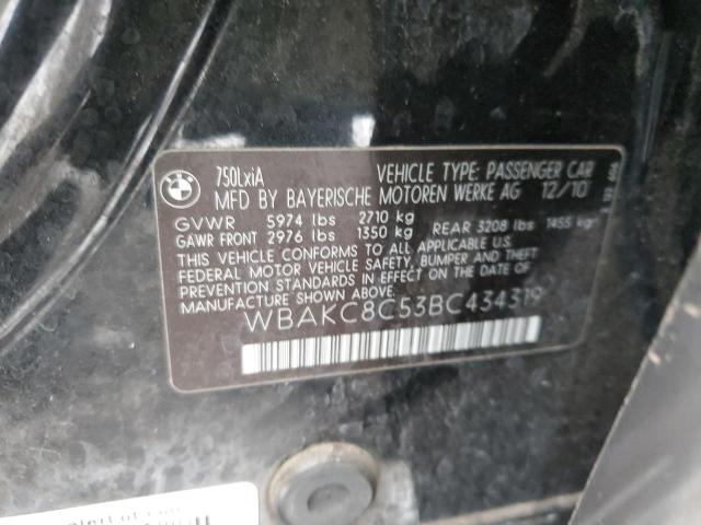 WBAKC8C53BC434319 - 2011 BMW 750 LXI BROWN photo 12