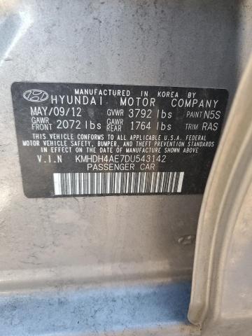 KMHDH4AE7DU543142 - 2013 HYUNDAI ELANTRA GLS SILVER photo 12