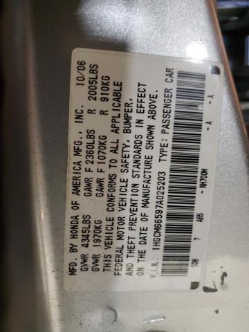 1HGCM66597A025203 - 2007 HONDA ACCORD EX SILVER photo 13