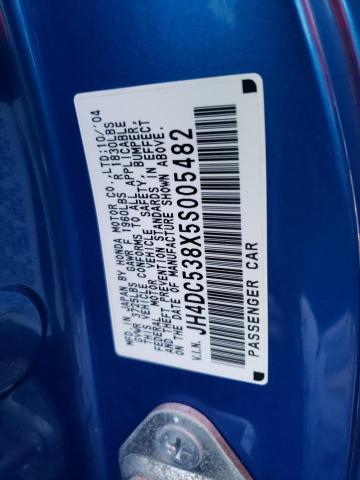 JH4DC538X5S005482 - 2005 ACURA RSX BLUE photo 12