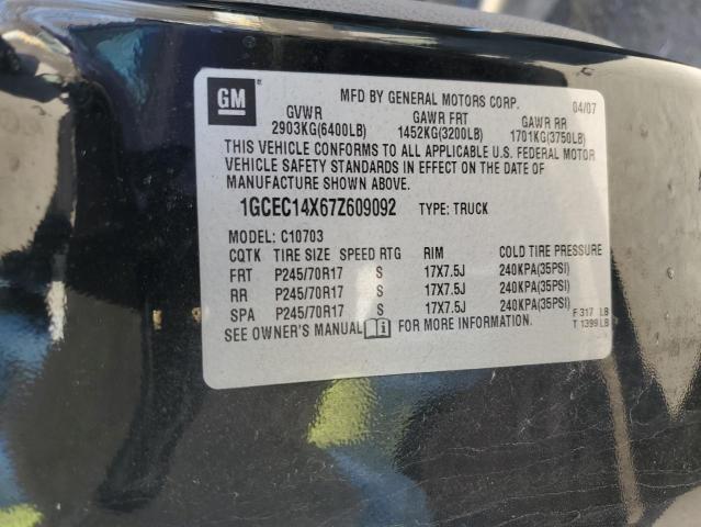 1GCEC14X67Z609092 - 2007 CHEVROLET SILVERADO C1500 CLASSIC BLACK photo 12