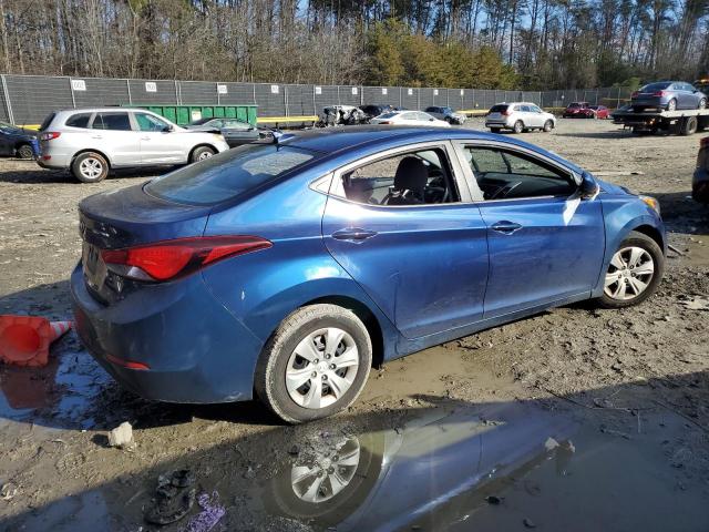 5NPDH4AE8GH749928 - 2016 HYUNDAI ELANTRA SE BLUE photo 3