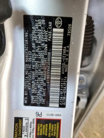 4T1BD1FK4EU098098 - 2014 TOYOTA CAMRY HYBRID SILVER photo 12