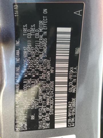 5TDYK3DC7ES435606 - 2014 TOYOTA SIENNA XLE GRAY photo 12