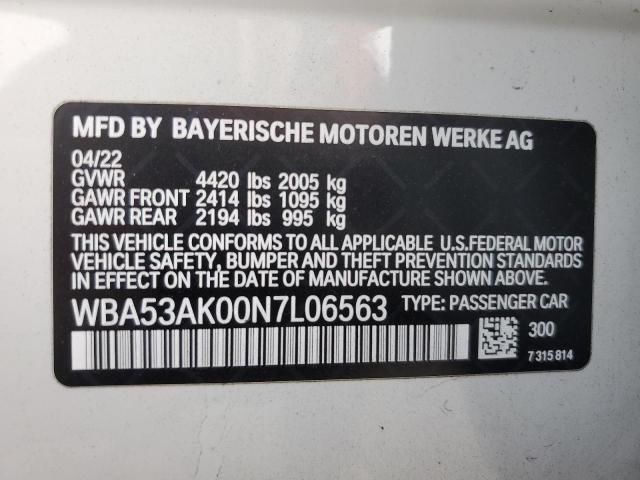 WBA53AK00N7L06563 - 2022 BMW 228I WHITE photo 12