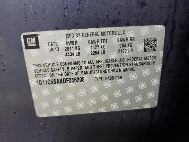 1G11C5SAXDF356398 - 2013 CHEVROLET MALIBU 1LT 蓝色 照片 12