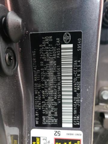 4T1G11AK9LU898561 - 2020 TOYOTA CAMRY SE GRAY photo 13