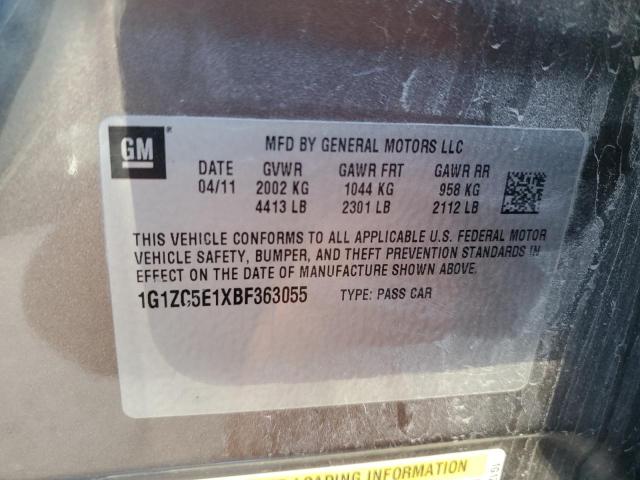 1G1ZC5E1XBF363055 - 2011 CHEVROLET MALIBU 1LT Сұр фото 12