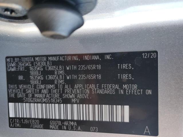 5TDGZRAH3MS518345 - 2021 TOYOTA HIGHLANDER XLE SILVER photo 14