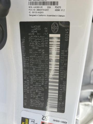 4T1G11AK9PU737651 - 2023 TOYOTA CAMRY SE NIGHT SHADE WHITE photo 12