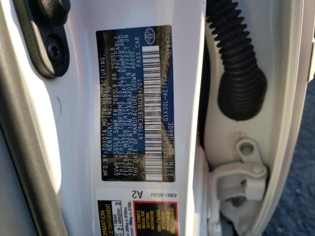 4T1BK3DB3BU394701 - 2011 TOYOTA AVALON BASE WHITE photo 13