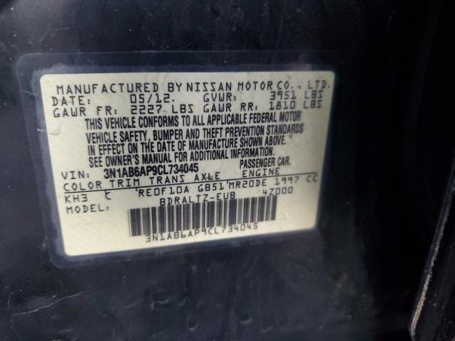 3N1AB6AP9CL734045 - 2012 NISSAN SENTRA 2.0 BLACK photo 12