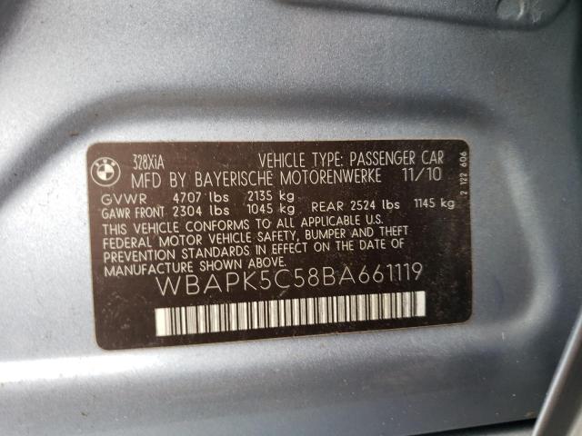 WBAPK5C58BA661119 - 2011 BMW 328 XI SULEV SILVER photo 12