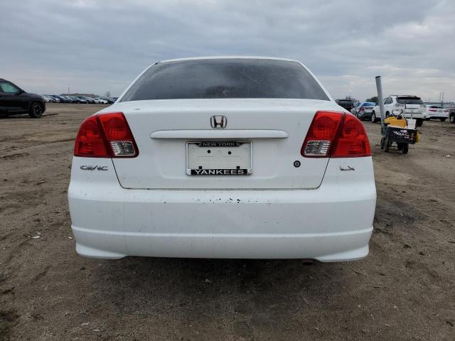 2HGES165X5H529632 - 2005 HONDA CIVIC LX WHITE photo 6