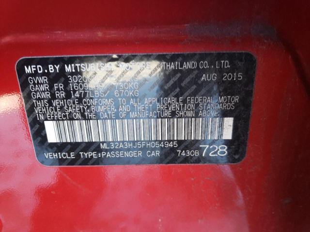 ML32A3HJ5FH054945 - 2015 MITSUBISHI MIRAGE DE RED photo 13