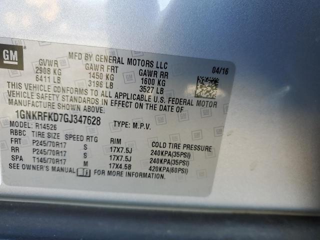 1GNKRFKD7GJ347628 - 2016 CHEVROLET TRAVERSE LS SILVER photo 13