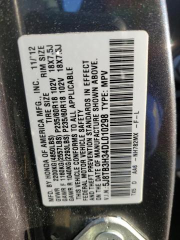 5J8TB3H34DL010298 - 2013 ACURA RDX GRAY photo 13