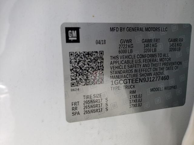 1GCGTEEN9J1277460 - 2018 CHEVROLET COLORADO ZR2 WHITE photo 12