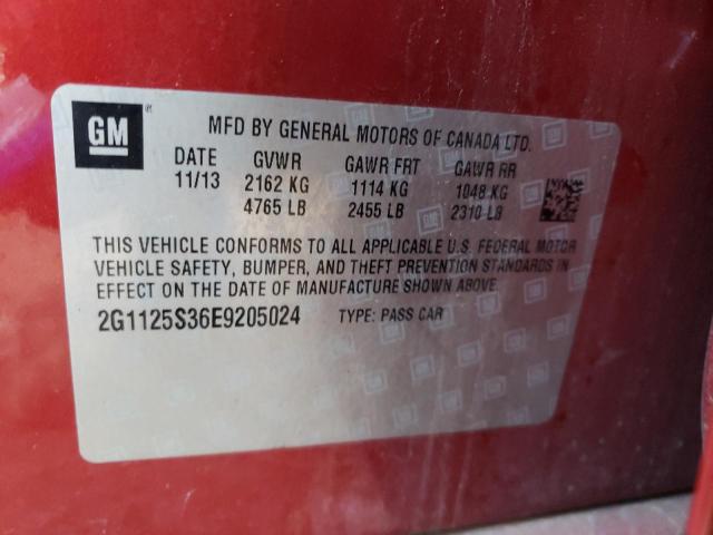 2G1125S36E9205024 - 2014 CHEVROLET IMPALA LT RED photo 12