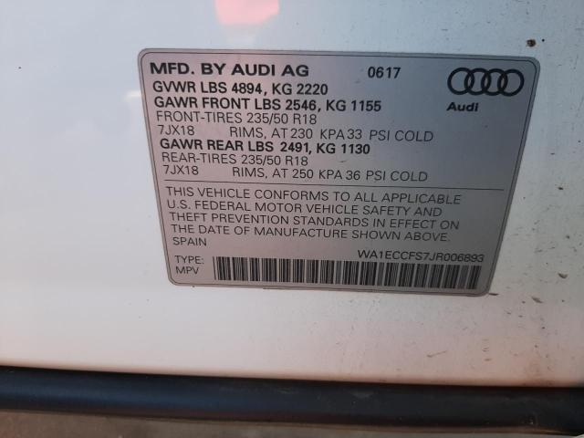 WA1ECCFS7JR006893 - 2018 AUDI Q3 PREMIUM WHITE photo 13