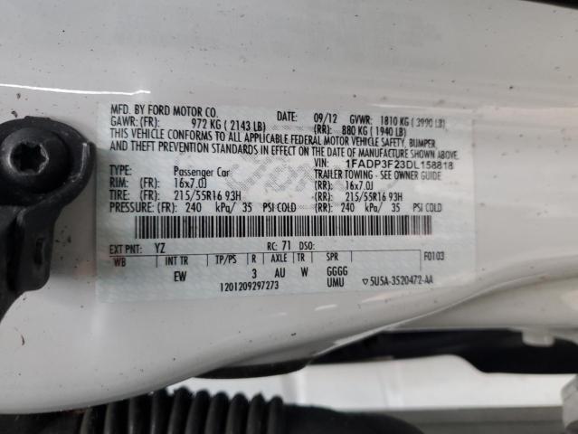 1FADP3F23DL158818 - 2013 FORD FOCUS SE WHITE photo 13