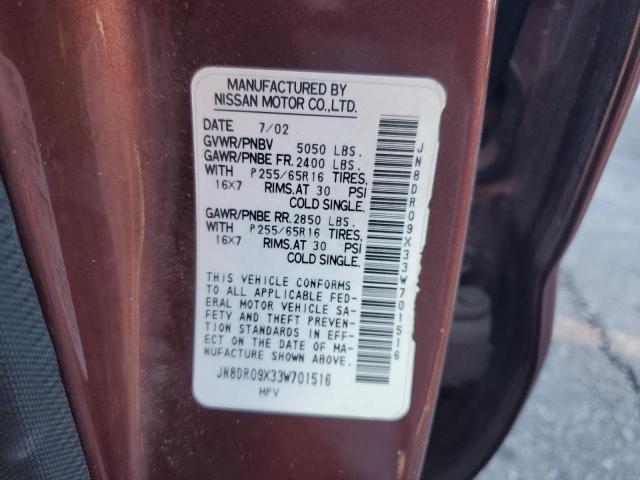 JN8DR09X33W701516 - 2003 NISSAN PATHFINDER LE მუქწითელი ფოტო 13