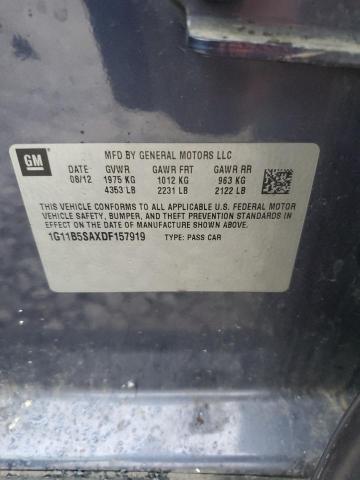 1G11B5SAXDF157919 - 2013 CHEVROLET MALIBU LS 灰色 照片 13