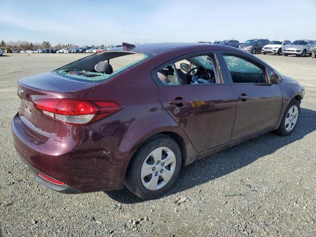 3KPFL4A76JE233751 - 2018 KIA FORTE LX BURGUNDY photo 3