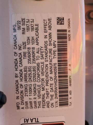 2HKRW1H52NH405976 - 2022 HONDA CR-V EX თეთრი ფოტო 13