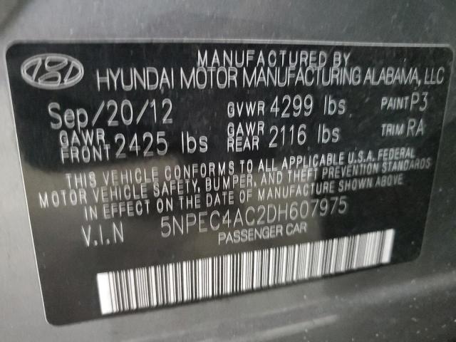 5NPEC4AC2DH607975 - 2013 HYUNDAI SONATA SE GRAY photo 13