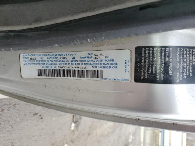 3VWDD21C21M459116 - 2001 VOLKSWAGEN NEW BEETLE GLX 灰色 照片 12