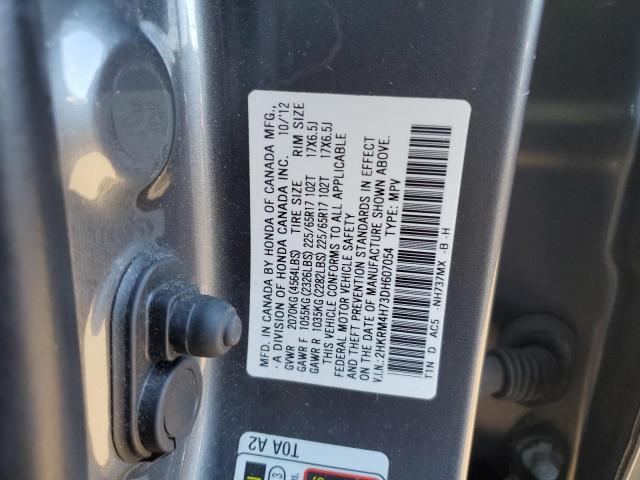 2HKRM4H73DH607054 - 2013 HONDA CR-V EXL GRAY photo 13