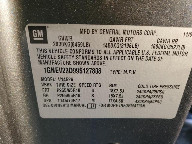 1GNEV23D99S127808 - 2009 CHEVROLET TRAVERSE LT BLACK photo 13