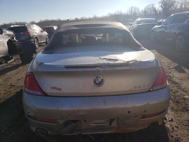 WBAEB53518CX63754 - 2008 BMW 650 I SILVER photo 6