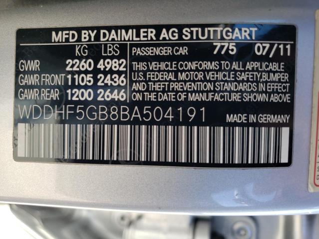 WDDHF5GB8BA504191 - 2011 MERCEDES-BENZ E 350 SILVER photo 12