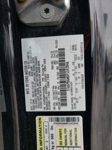 1FA6P8AM0F5342846 - 2015 FORD MUSTANG BLACK photo 12