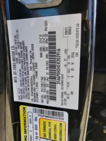 3FA6P0HD4ER202916 - 2014 FORD FUSION SE BLACK photo 12