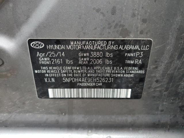 5NPDH4AE9EH526231 - 2014 HYUNDAI ELANTRA SE SILVER photo 12