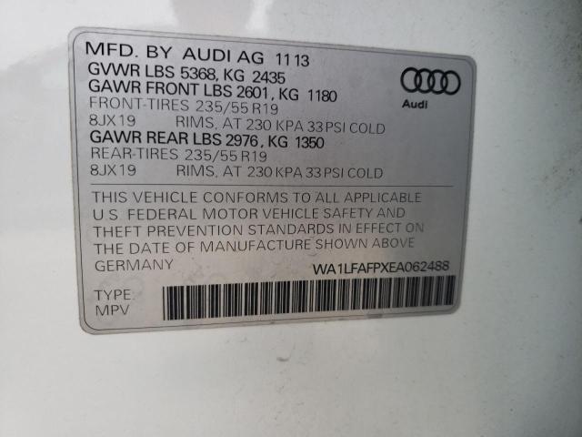 WA1LFAFPXEA062488 - 2014 AUDI Q5 PREMIUM PLUS WHITE photo 13