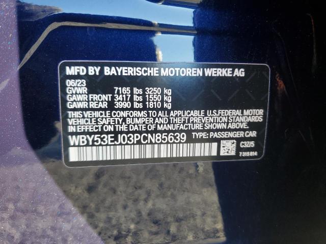 WBY53EJ03PCN85639 - 2023 BMW I7 XDRIVE60 BLUE photo 12