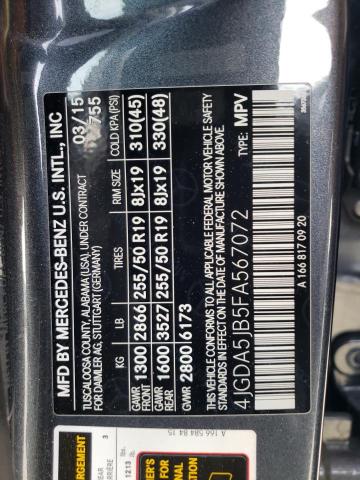 4JGDA5JB5FA567072 - 2015 MERCEDES-BENZ ML 350 GRAY photo 13