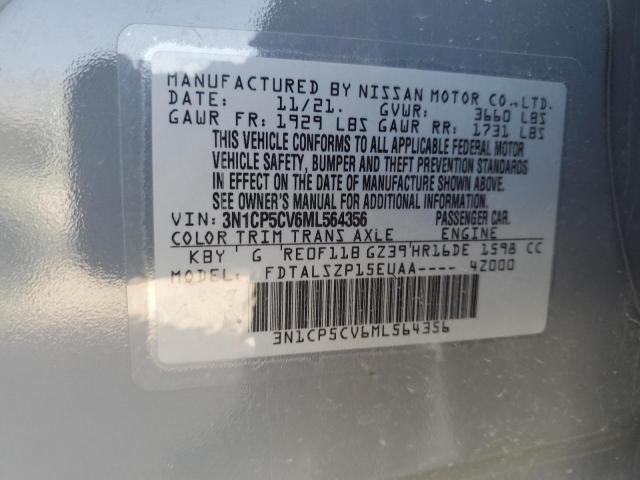 3N1CP5CV6ML564356 - 2021 NISSAN KICKS SV GRAY photo 12