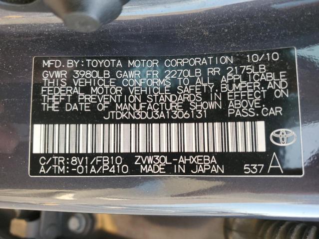 JTDKN3DU3A1306131 - 2010 TOYOTA PRIUS GRAY photo 12