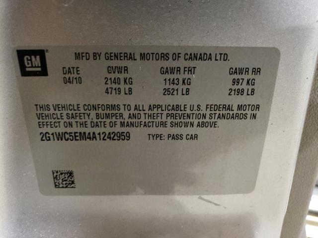 2G1WC5EM4A1242959 - 2010 CHEVROLET IMPALA LTZ SILVER photo 12