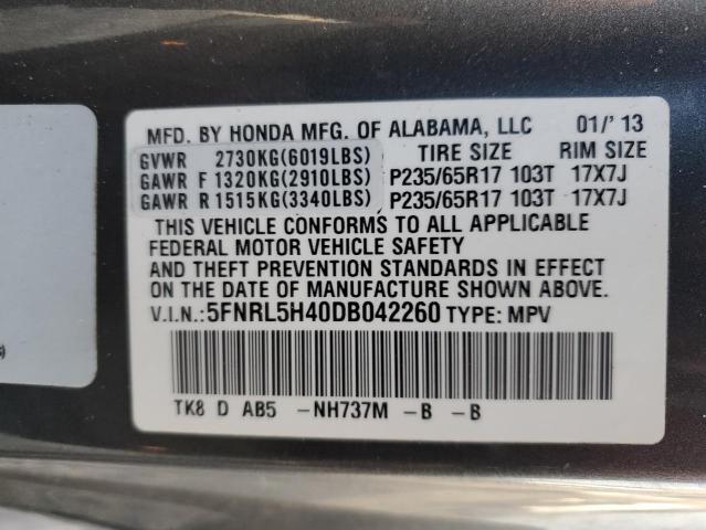 5FNRL5H40DB042260 - 2013 HONDA ODYSSEY EX GRAY photo 13