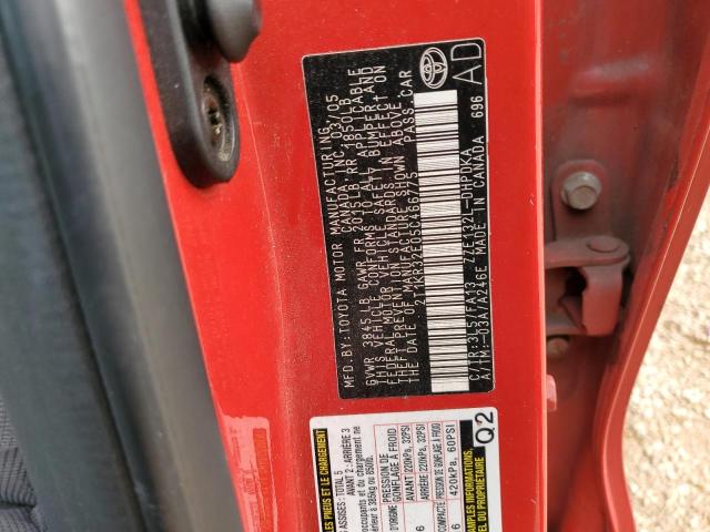 2T1KR32E05C466775 - 2005 TOYOTA COROLLA MA XR RED photo 13